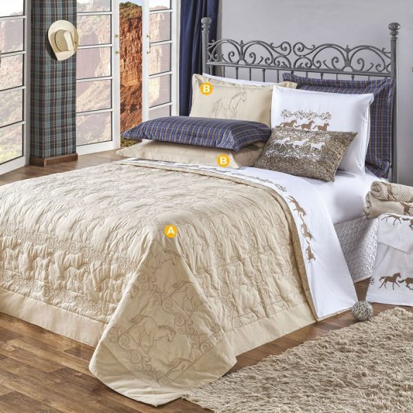 Horse Beige Bed Cover